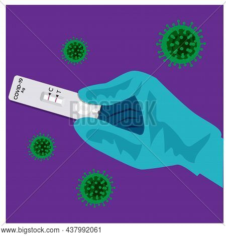Vector, Illustration, Of, Covid-19, Antigen, Test, Kit, (atk), 
With, A, Nasal, Swab., Reagent, And,