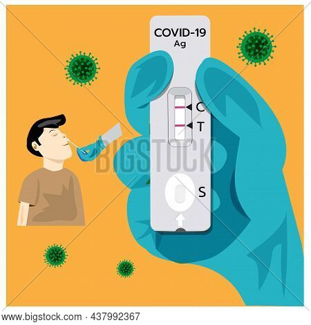 Vector, Illustration, Of, Covid-19, Antigen, Test, Kit, (atk), 
With, A, Nasal, Swab., Reagent, And,