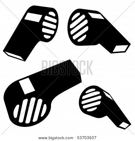 Vector Wistle Silhouettes On White Background