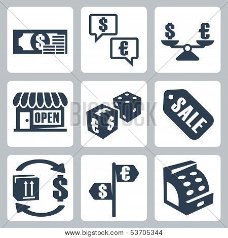 Vector Money/shopping Isolated Icons Set
