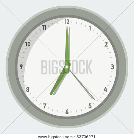 Vector Illustration Of Wall Clock In 'flat' Style