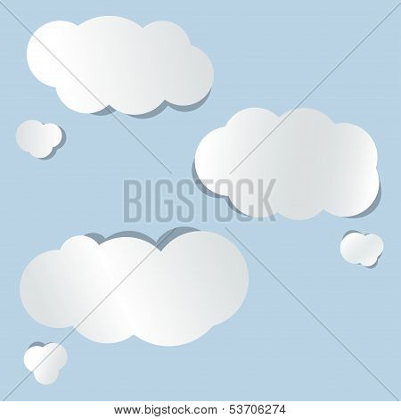 Vector Paper Clouds On Blue Background