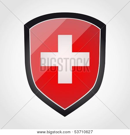 Shield with flag inside - Swiss - vector