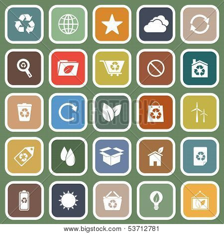 Ecology Flat Icons On Green Background