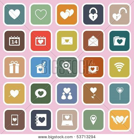 Love Flat Icons On Pink Background