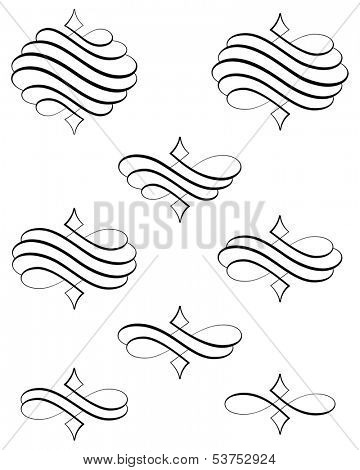 Black helical swirl decoration eight variations