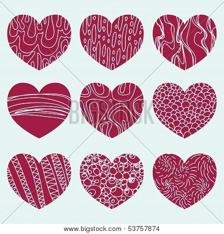 Colored Background With Nine Hearts