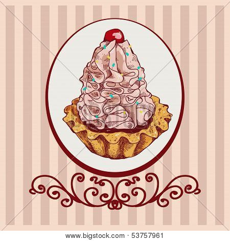 Colored Background With Pink Cake