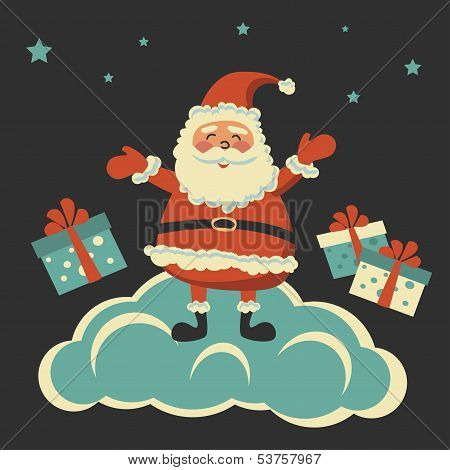 Colored Background With Santa Claus