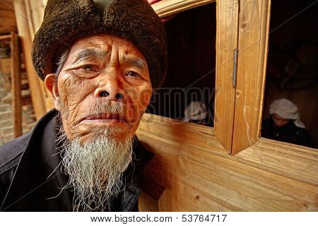Old Man Asian, From The Rural Areas Of Southwest China.