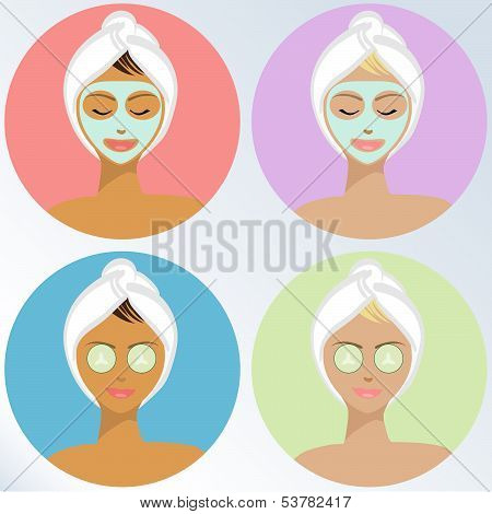 Young Woman At The Spa - Vector Illustration