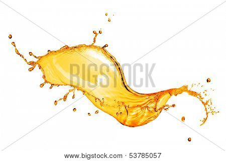 orange water splash isolated on white