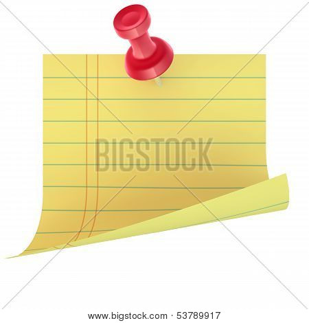 Yellow sticker with red pin