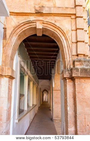 Ciutadella Menorca Ses Voltes arches Ciudadela downtown in Balearic islands