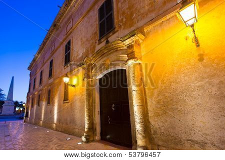 Ciutadella Menorca Major street in downtown Ciudadela at Balearic islands