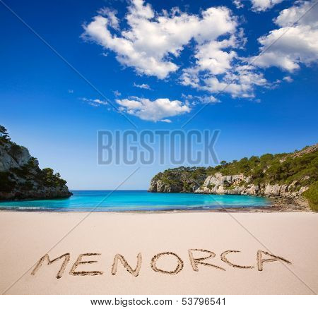 Cala Macarella Ciudadela Menorca turquoise Mediterranean sea in Balearic islands