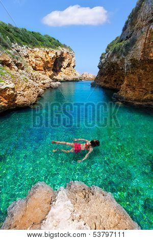sAlgar beach Cala Rafalet in Menorca at Balearic Islands of Spain