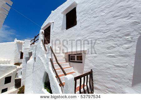 Binibequer Vell in Menorca Binibeca white village Sant Lluis at Balearic Islands