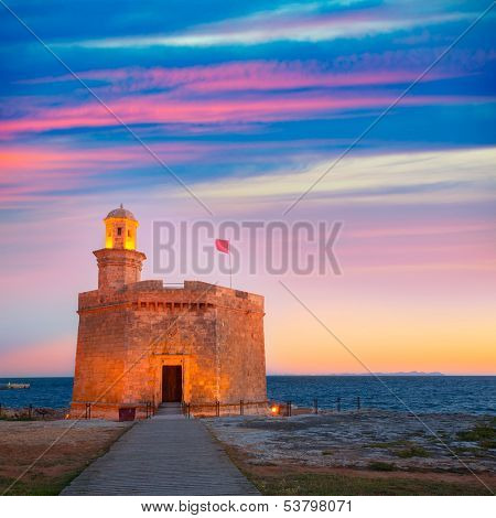 Ciutadella Castell de Sant Nicolas sunset Castillo San Nicolas in Ciudadela Balearic Islands