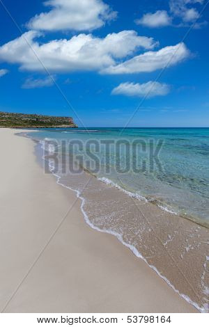 Alaior Cala Son Bou in Menorca turquoise beach at Balearic islands
