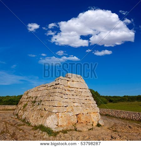 Menorca Ciutadella Naveta des Tudons megalithic chamber tomb In Balearic islands