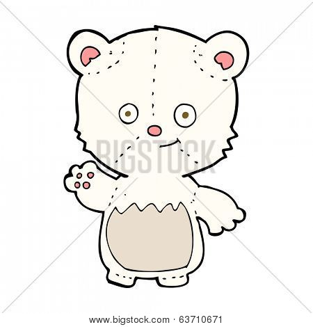 cartoon polar bearcub waving