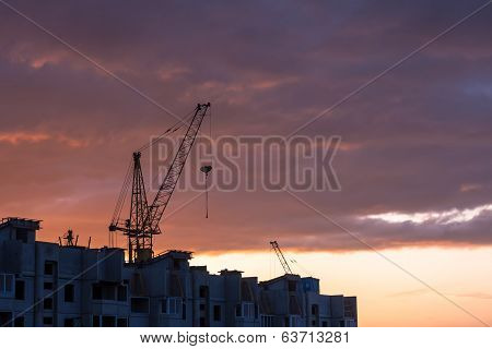 Silhouette Of Building Crane