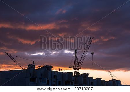 Silhouette Of Building Crane