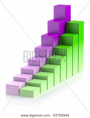 Colorful Growing Bar Chart In Two Rows Business Concept