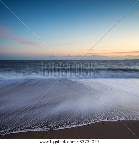 Stunning Sunset Over Beach Long Exposure Landscape
