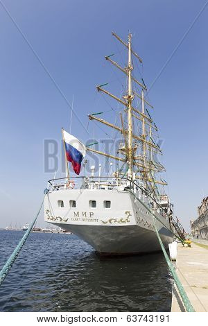 Russian Sailing Boat 'mir' Docks In Greece