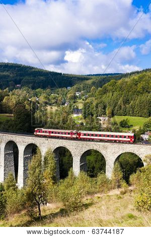 engine carriage on viaduct Novina, Krystofovo Valley, Czech Republic
