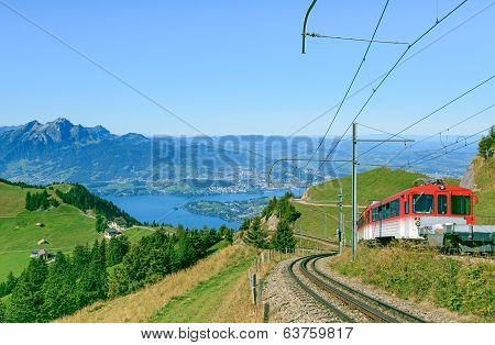 Cogweel Railroad On The Mt. Rigi