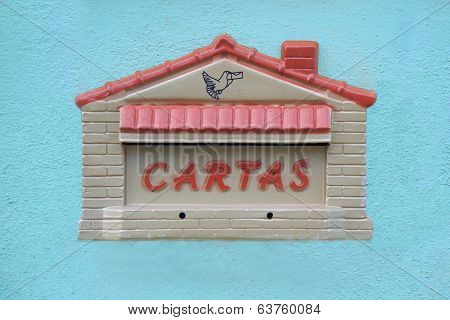 Postbox House On Blue Wall, Brazil