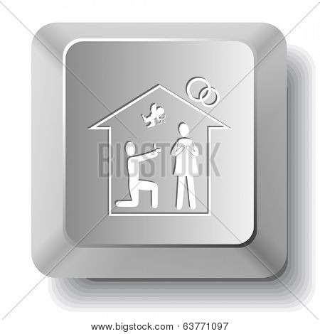 Home affiance. Vector computer key.