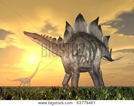 Stegosaurus and Mamenchisaurus