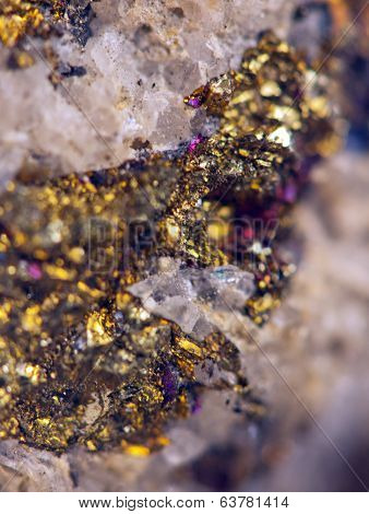 Nugget, Gold, Bronze, Copper.  Macro. Extreme Closeup
