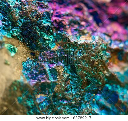 Crystal,nugget, Gold, Bronze, Copper, Iron. Macro. Extreme Closeup
