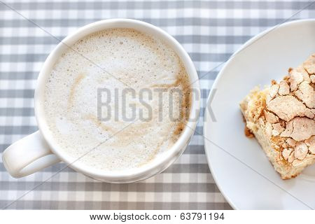 Morning Cappuccino Coffee And Homemade Cake Pastry