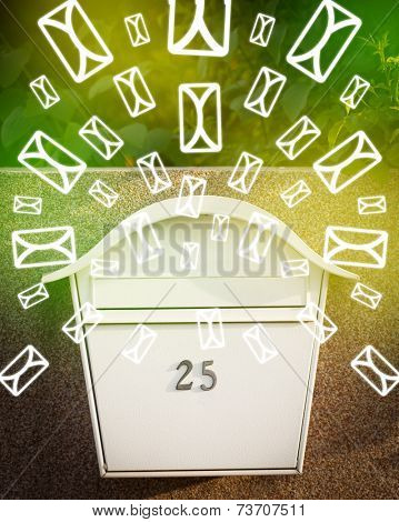Mailbox Exploding With Letters Mailbox Letter Icons Image & Photo (Free Trial) | Bigstock