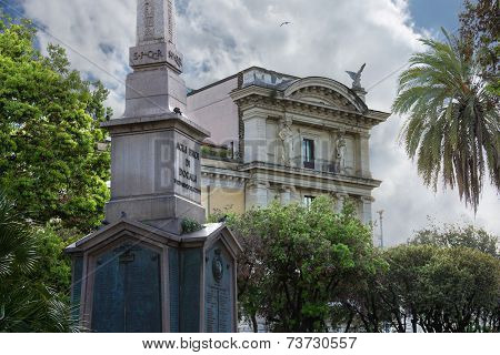 Obelisk  Dogali ( Obelisco Di Dogali ) In Park On Street  Via Delle Terme Di Diocleziano In Rome, It