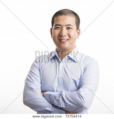 Young Business Man Standing Isolated On White