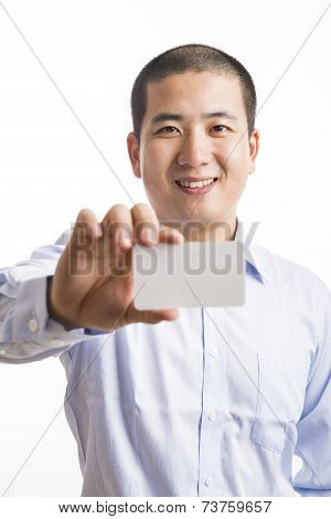 Young Business Man Standing Isolated On White