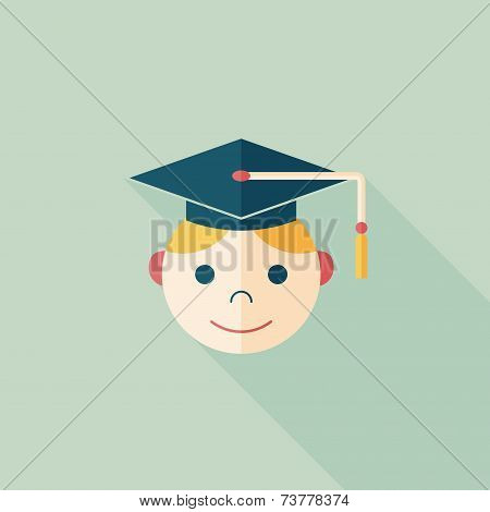 Graduation Man Flat Icon With Long Shadow,eps10