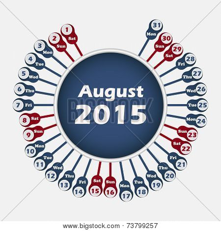 Vector calendar 2015 August template