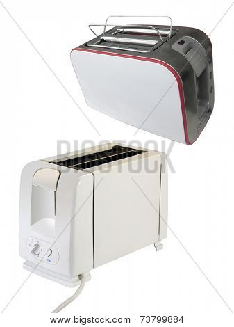 The image of toaster under the light background . The focus is on the front corner