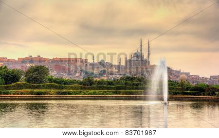 View Of The Citadel With Muhammad Ali Mosque From Al-azhar Park - Cairo, Egypt