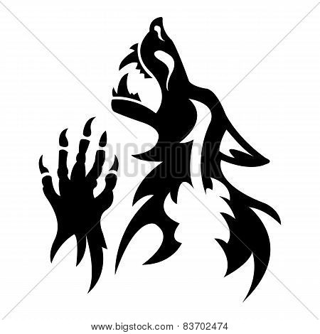 Vector werewolf stencil. Dark tattoo.