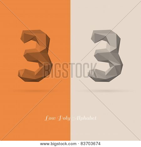 Polygonal Flat Alphabet Number 3