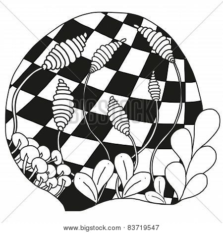 Abstract monochrome zentangle ornament